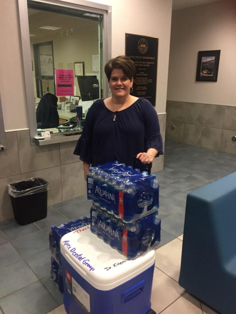 Cindy turning herself in at the Apex Police Station.