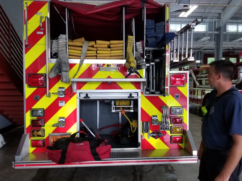 Grand tour. With all the rain, they loaded their water rescue in the back.