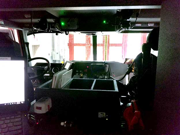 View from back seat of the Fire Truck! Computerized and state of the art. Go Apex!